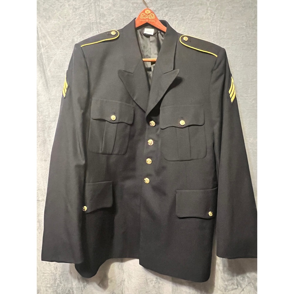 Vintage‎ US Army Dress Blue Uniform Jacket Mens 46R Wool Sergeant Coat
